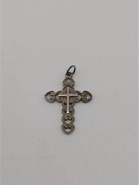 VTG Sterling Silver Antiochian Style Cross Charm Pendant 925